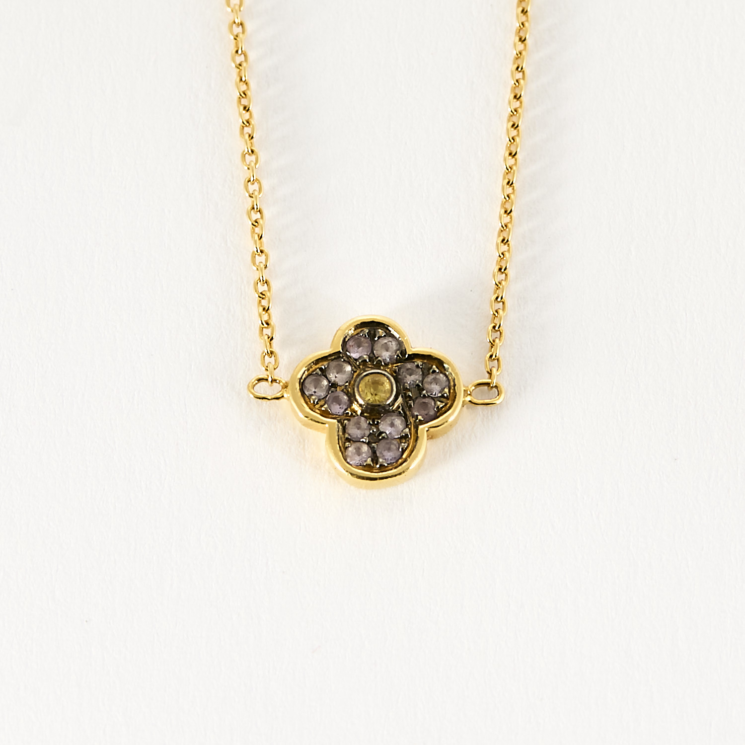 Collier Morganne Bello or jaune et améthystes.