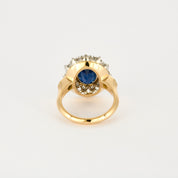 Bague pompadour saphir 3 carats et diamants.
