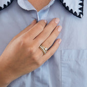 Bague multi-anneaux 5 rangs diamant.
