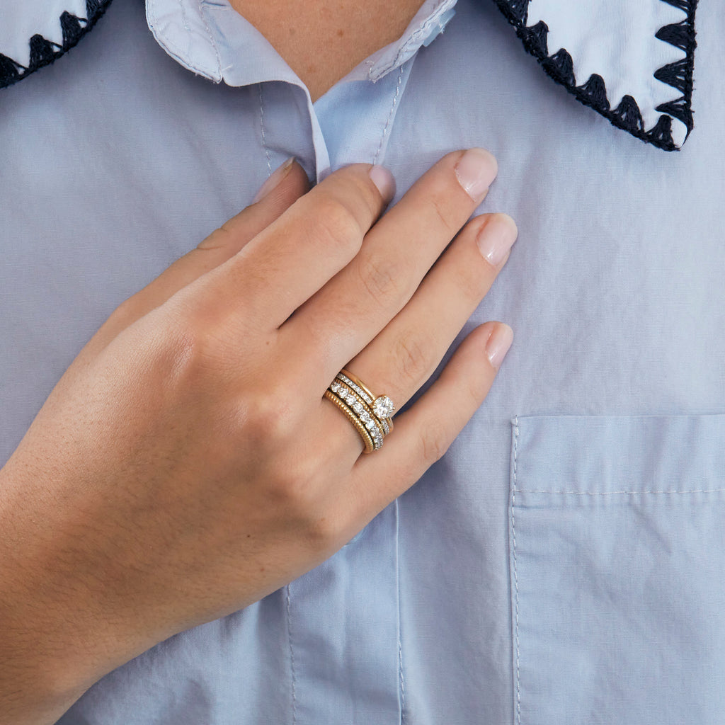Bague multi-anneaux 5 rangs diamant.