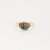 Bague vintage en or, diamants, rubis et saphir.