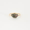 Bague vintage en or, diamants, rubis et saphir.