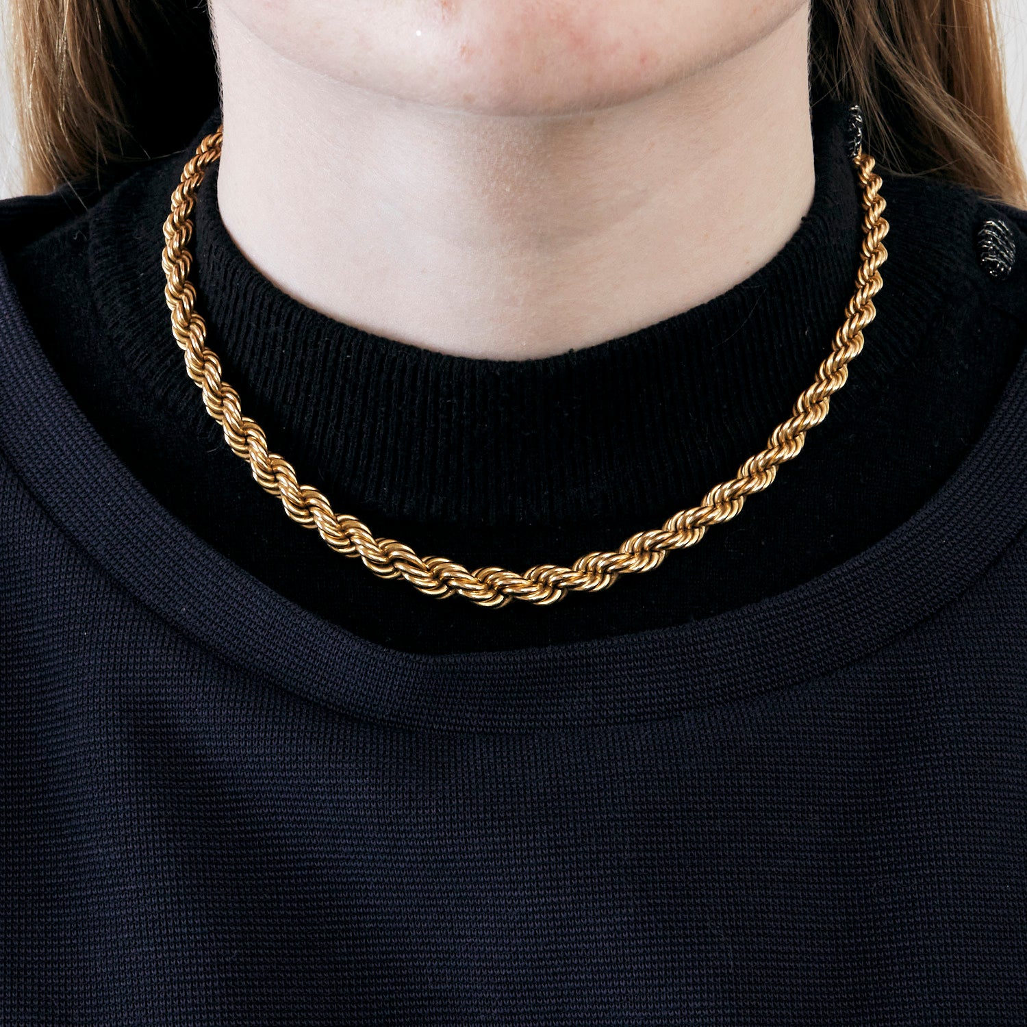 Collier Vintage chaine corde en or jaune