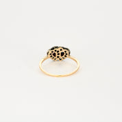 Bague vintage en or, diamants, rubis et saphir.