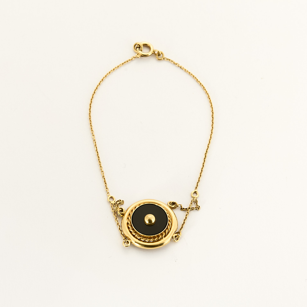 Bracelet vintage or jaune et onyx