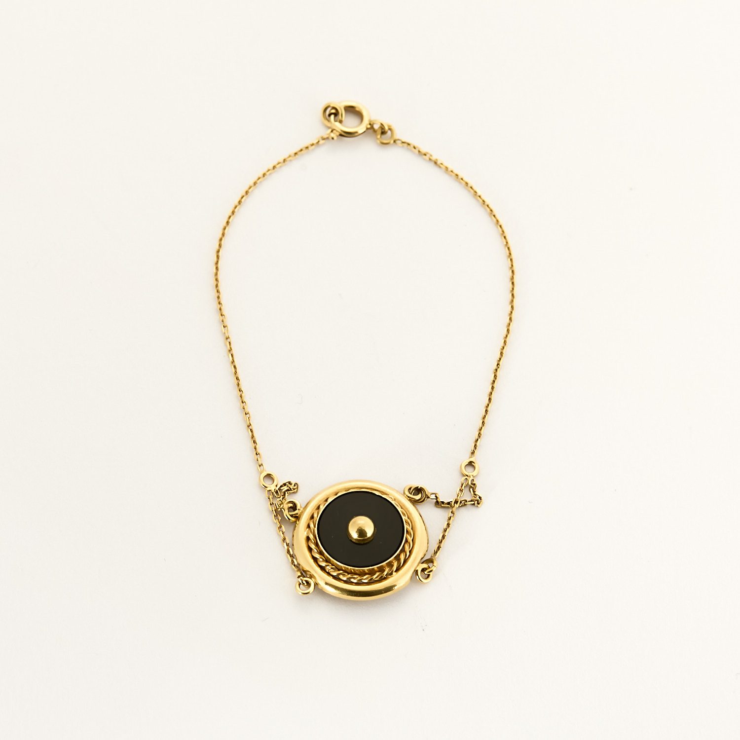 Bracelet vintage or jaune et onyx