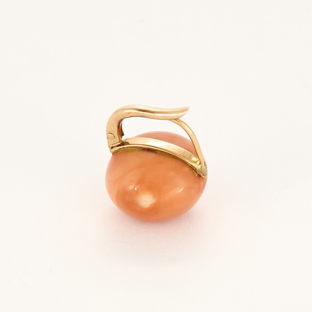 Dormeuses anciennes en or rose et perles de Corail ancien 15mm.