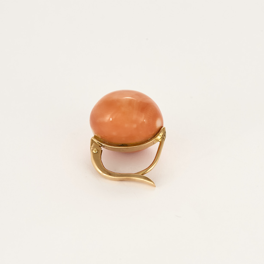Dormeuses anciennes en or rose et perles de Corail ancien 15mm.