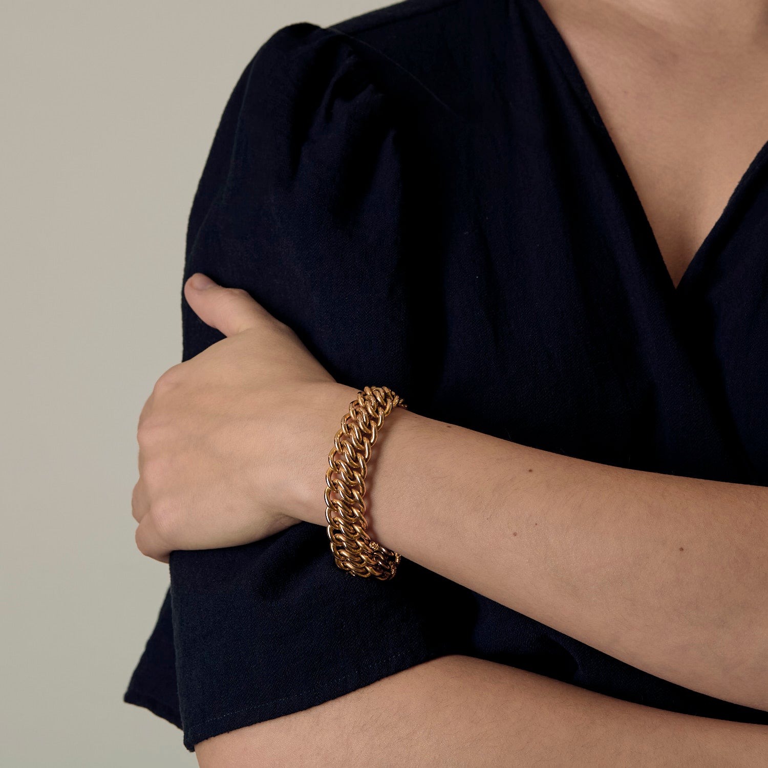 Bracelet ancien Maille américaine en or jaune