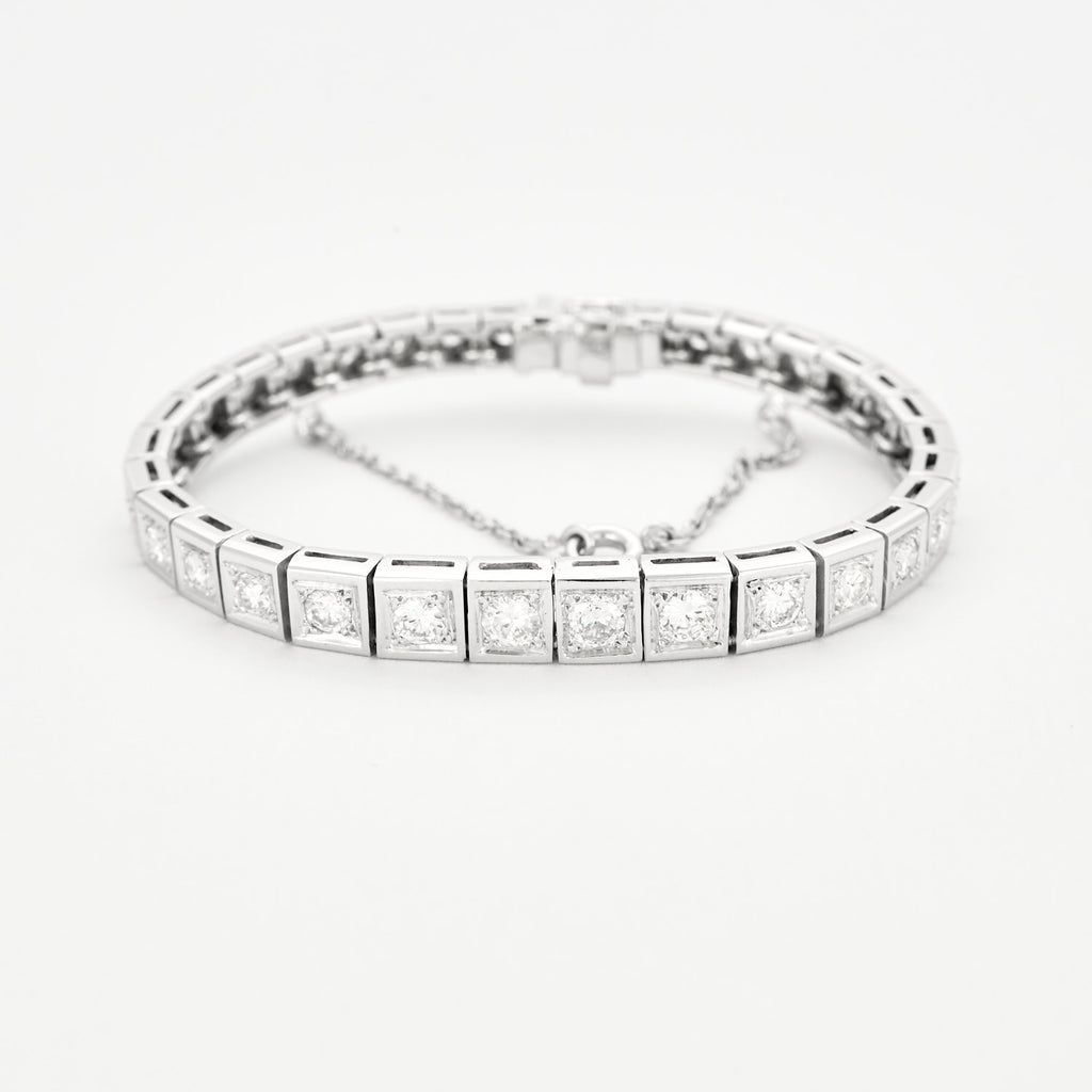 Bracelet ligne Art Déco en platine et diamants