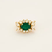 Bague panier vintage émeraude et diamants or jaune