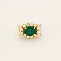Bague panier vintage émeraude et diamants or jaune