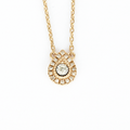 Collier mini poire en or rose et diamants.