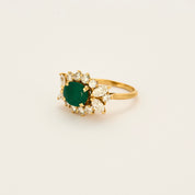 Bague panier vintage émeraude et diamants or jaune