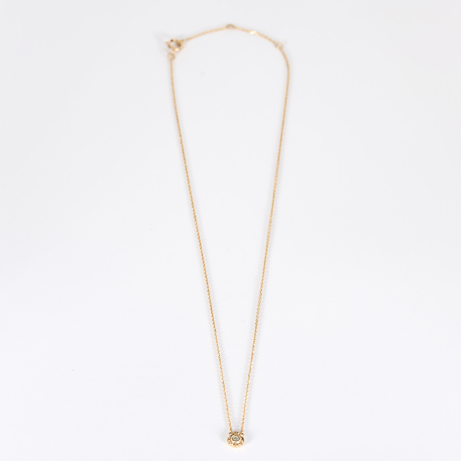 Collier mini poire en or rose et diamants.