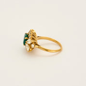 Bague panier vintage émeraude et diamants or jaune