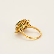 Bague panier vintage émeraude et diamants or jaune