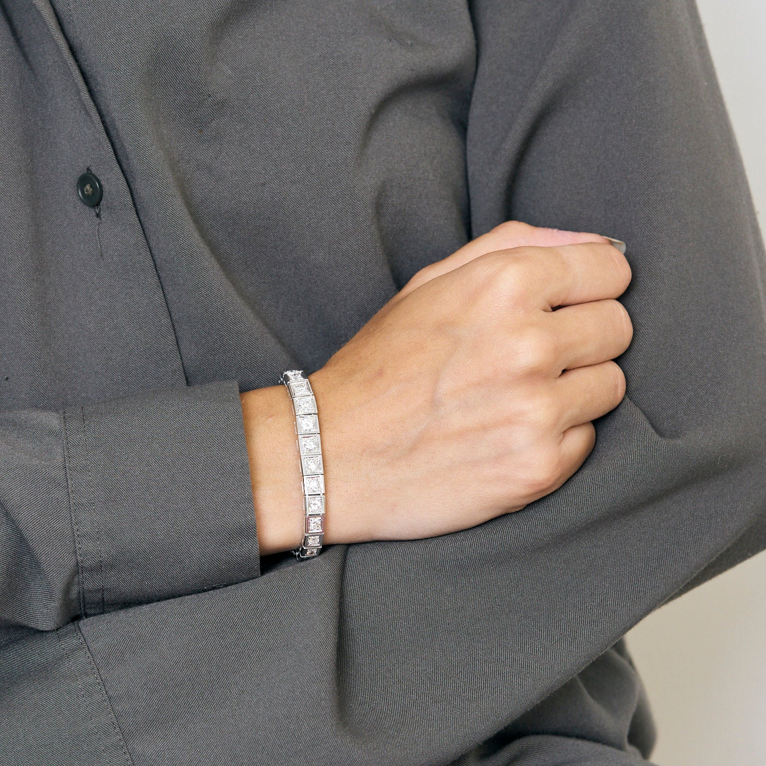 Bracelet ligne Art Déco en platine et diamants