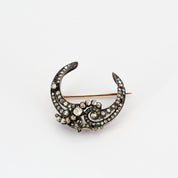 Broche croissant de lune Victorienne en diamants