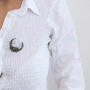 Broche croissant de lune Victorienne en diamants