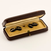 Bontons de manchettes 1930 en onyx et diamants.
