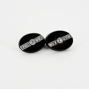 Bontons de manchettes 1930 en onyx et diamants.