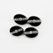 Bontons de manchettes 1930 en onyx et diamants.