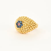 Bague boules vintage en or jaune.