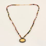 Collier pièce 2 Pesos, diamants or et argent.