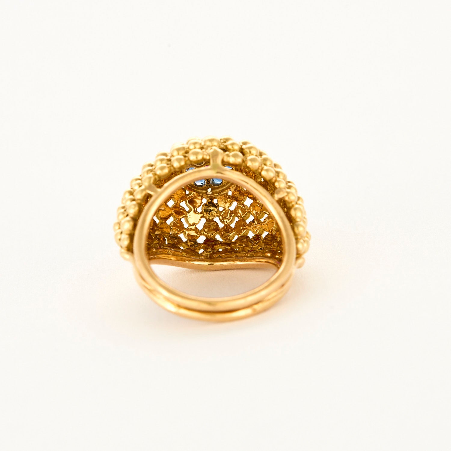 Bague boules vintage en or jaune.