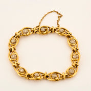 Bracelet ancien en or jaune et diamants tailles roses.