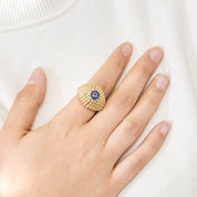 Bague boules vintage en or jaune.