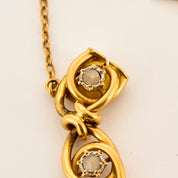 Bracelet ancien en or jaune et diamants tailles roses.