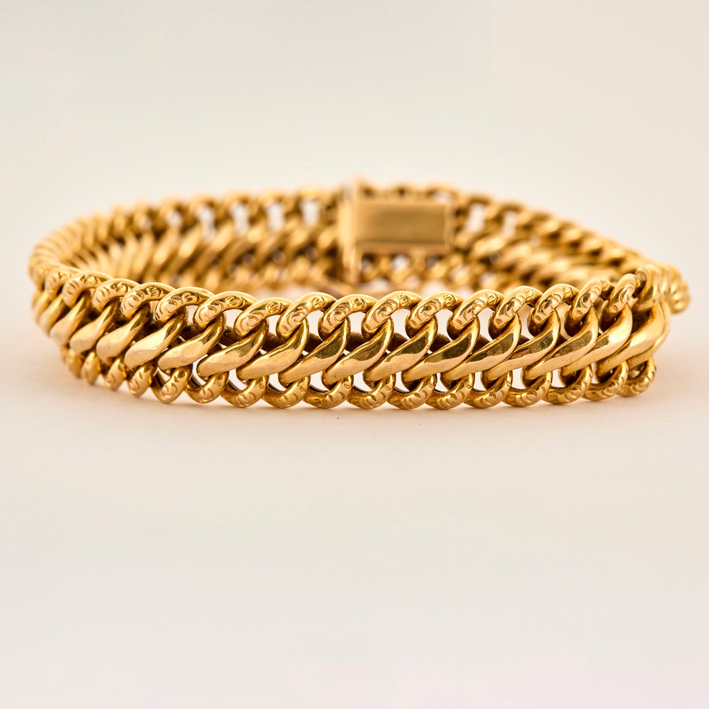Bracelet ancien maille américaine en or jaune