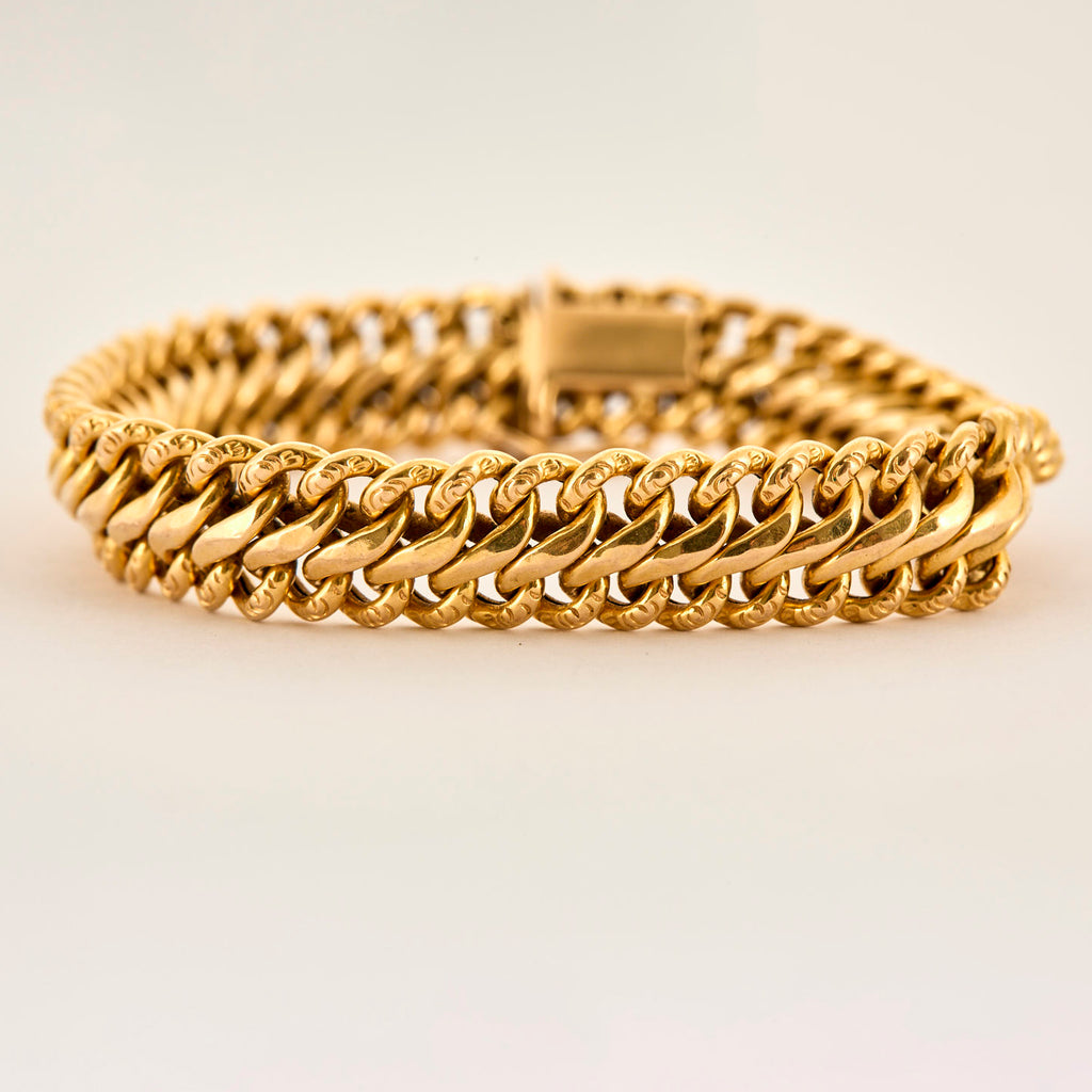 Bracelet ancien maille américaine en or jaune