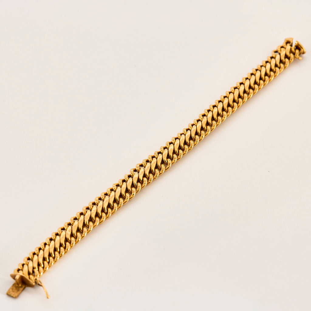 Bracelet ancien maille américaine en or jaune