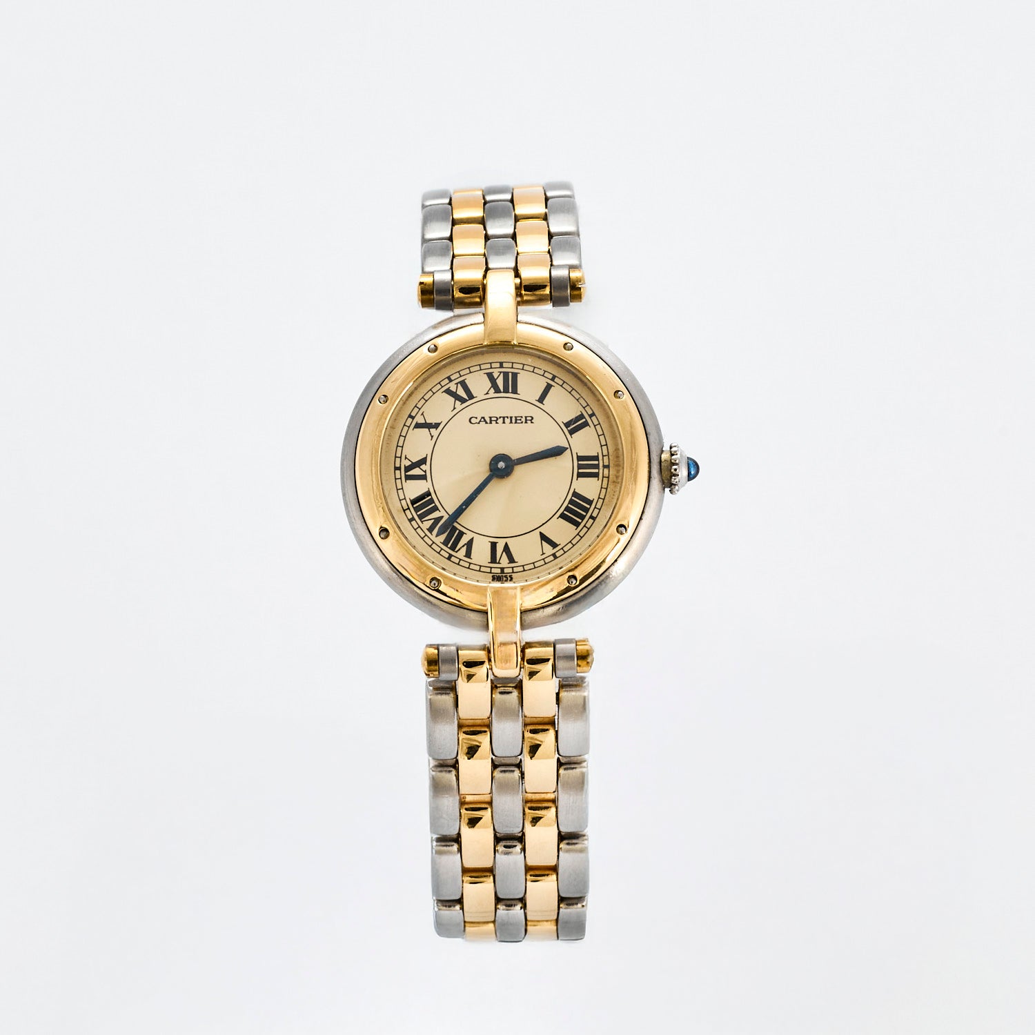 Montre Cartier Panthère ronde or et acier.