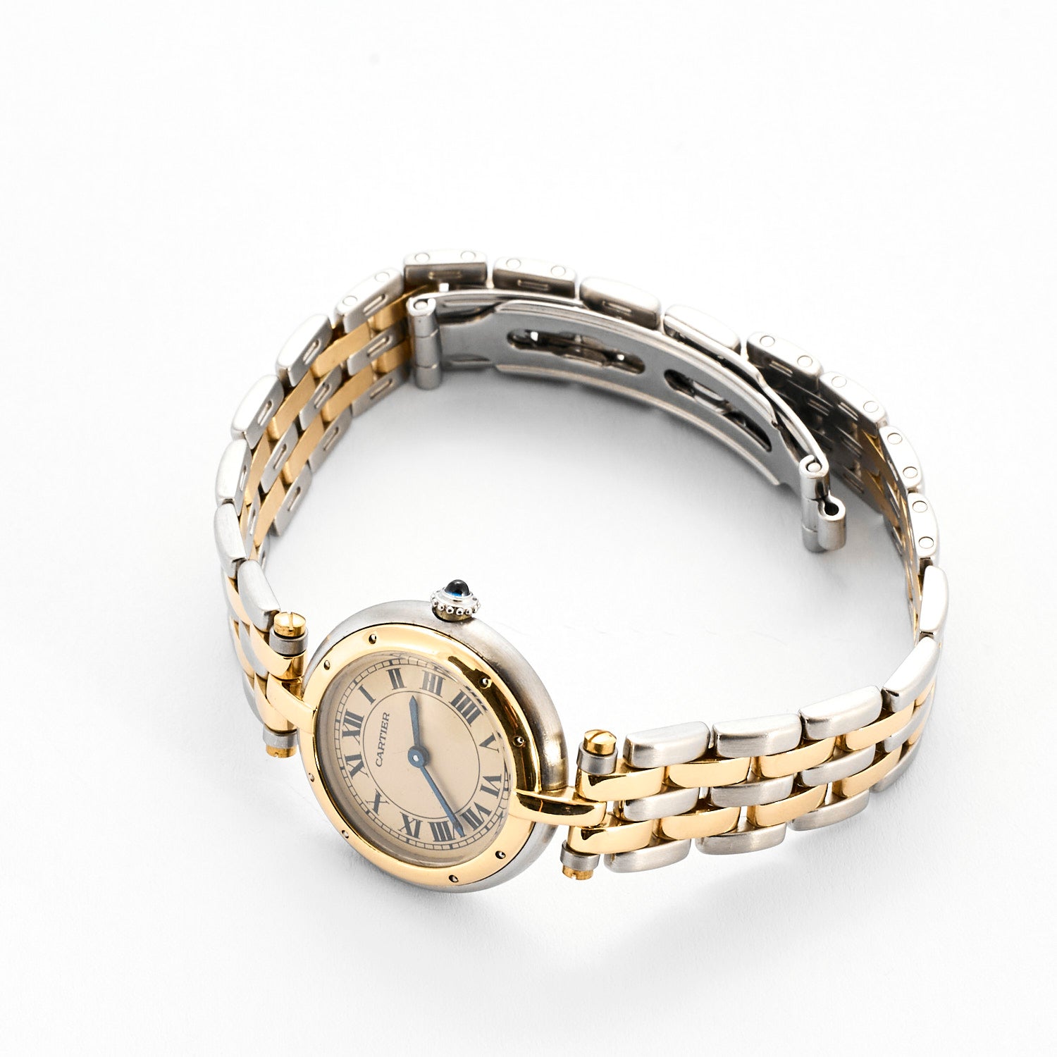 Montre Cartier Panthère ronde or et acier.