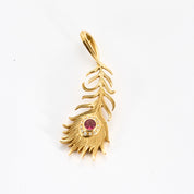 Pendentif Plume en or jaune et diamants