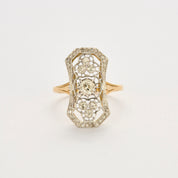 Bague "art Déco" en or, platine et diamants