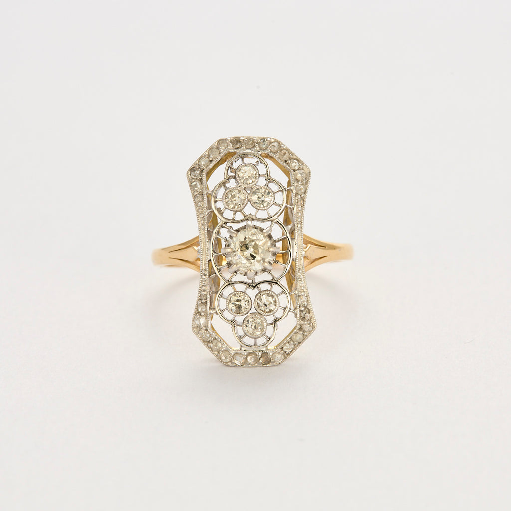 Bague "art Déco" en or, platine et diamants