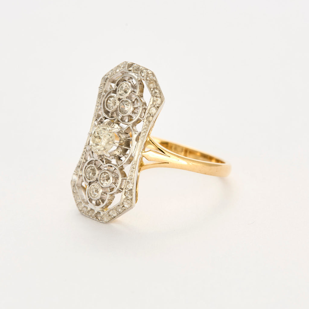 Bague "art Déco" en or, platine et diamants
