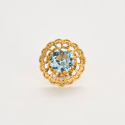 Boucles d'oreilles en or jaune et Aigue-marine.
