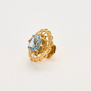 Boucles d'oreilles en or jaune et Aigue-marine.