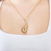 Pendentif Plume en or jaune et diamants