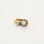 Dormeuses en or jaune, platine et diamants