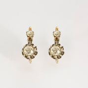 Dormeuses en or jaune, platine et diamants
