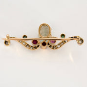 Broche fin XIX pierre bleue turquoise en or et diamants