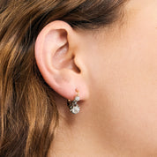 Dormeuses en or jaune, platine et diamants