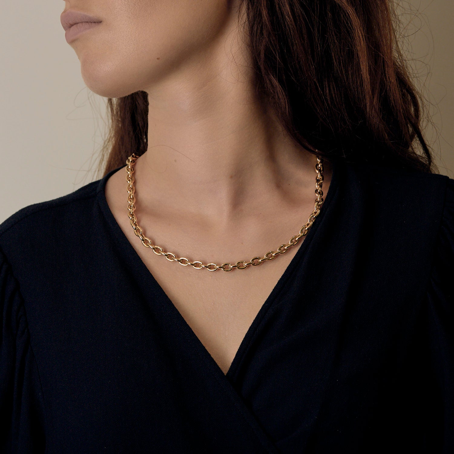Chaine-collier maille forçat en or jaune
